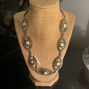 BaubleBar Green and Silver Evil Eye Necklace